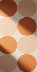 Abstract circles in beige and orange color with light and shadow