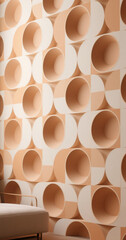 Beige and white geometric circle pattern wall design background