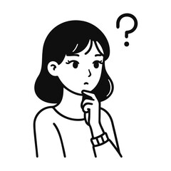 girl with question mark, a girl thinking