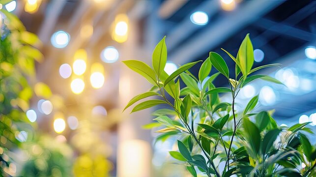 Close up of green events in convention centers implementing waste diversion, energy-efficient lighting, and sustainable catering practices to minimize environmental impacts at large events