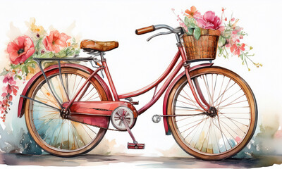 Fototapeta premium vintage bicycle water color on isolated background 
