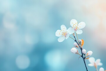 Delicate White Blossoms Against a Soft Blue Background