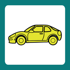 Cartoon Yellow Sports Car Vector Illustration

