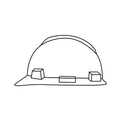 Safety Helmet Outline Icon Illustration on White Background