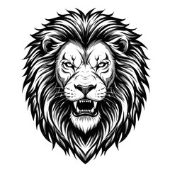 Obraz premium Majestic Lion Portrait Roaring Feline Face