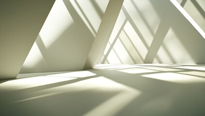 Obraz premium Modern Minimalist White Interior With Sunlight Shadows