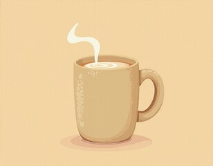 Cozy coffee mug with steaming hot beverage on a soft pastel background perfect for relaxation and warmth