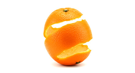 Single orange peel., Peel of fresh orange fruit isolated on a white background, Orange twist