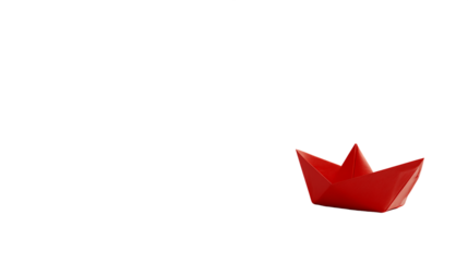 Red Paper Boat on Transparent Background, PNG