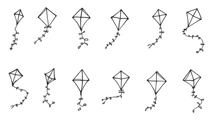 Flying Colorful Kites in Blue Sky