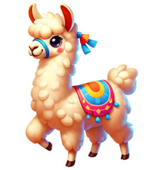 cute Llama 3d character illustration isolated on transparent background