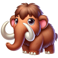 cute Mammoth 3d character illustration isolated on transparent background