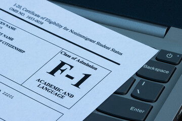 Closeup of a sample of the Form I-20, Certificate of Eligibility for Nonimmigrant Student Status.