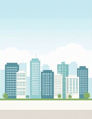 Modern city view simple illustration with soft color 