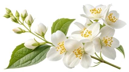 jasmine flower one stalks isolated transparent background, realistic image, 8k resolution