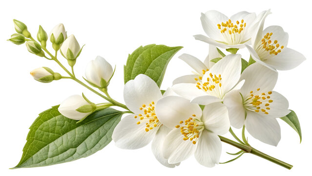 Fototapeta jasmine flower one stalks isolated transparent background, realistic image, 8k resolution