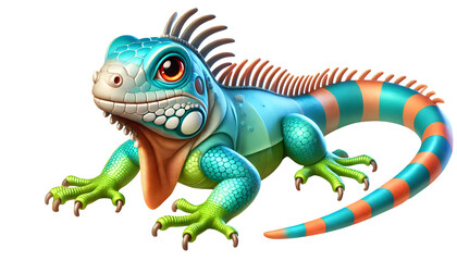 Iguana 3d character illustration isolated on transparent background