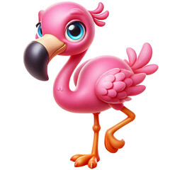 illustration of a cute Flamingo 3d animal isolated on transparent background