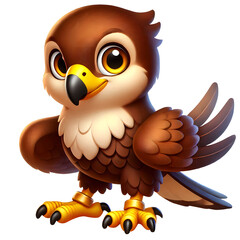 illustration of a cute Hawk 3d bird isolated on transparent background
