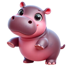 illustration of a cute Hippopotamus 3d style character isolated on transparent background