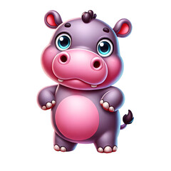 illustration of a cute Hippopotamus character isolated on transparent background