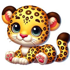 illustration of a cute Leopard 3d character isolated on transparent background