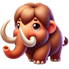 illustration of a cute Mammoth 3d character isolated on transparent background