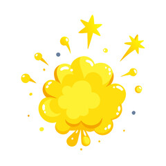 Yellow color explosion isolated on white background 