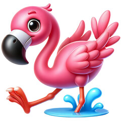 illustration of a Flamingo 3d animal isolated on transparent background
