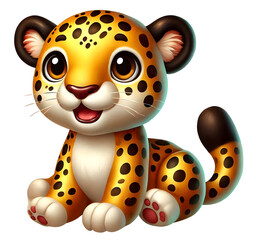 Jaguar character illustration isolated on transparent background