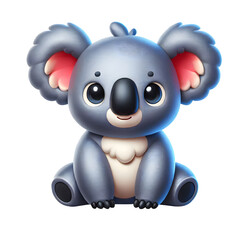 Koala 3d character illustration isolated on transparent background