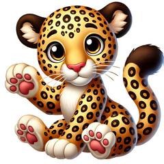 Leopard 3d character illustration isolated on transparent background
