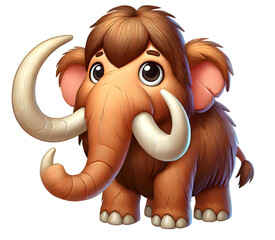 Mammoth 3d character illustration isolated on transparent background