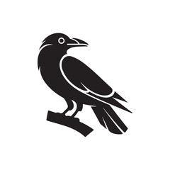 Obraz premium Minimalist Crow Bird Pictogram Vector Icon - Simple Bird Graphic Design Element