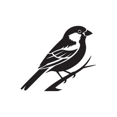 Obraz premium Charming Sparrow Small Bird Silhouette Clipart - Ideal for Nature-Inspired Crafts and Decor