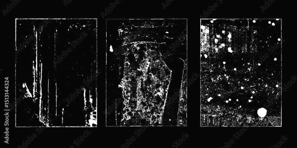 Aufkleber Grunge Urban Backgrounds set.Texture Vector.Dust Overlay Distress Grain ,Simply Place illustration over any Object to Create grungy Effect .abstract,splattered , dirty, texture for your design.
