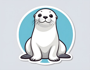Fototapeta premium Cute Baby Sea Lion Sticker Vector – Adorable Cartoon Animal Illustration