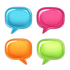 Four colorful speech bubbles