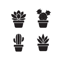 Potted Succulent and Cactus Icons for Trendy Houseplants