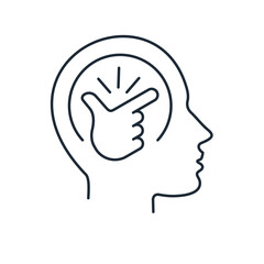 Easy, fast, clear explanation. Perception. Vector linear icon illustration isolated on white background.