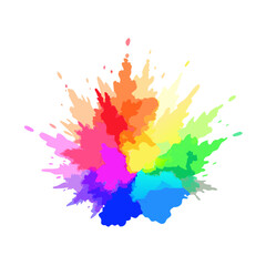 Obraz premium Colorful mixed rainbow powder explosion isolated on white background 