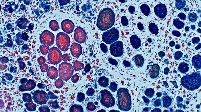 Close up microbes under the microscope video footage for learning science, biology