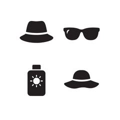 Holiday Icons of Hat and Sunscreen