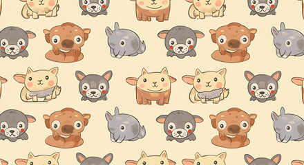 Obraz premium Cartoon Animals Pattern