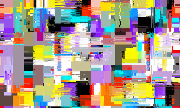 Abstract vivid background with interlaced digital Distorted Motion glitch effect. Futuristic cyberpunk design. Retro futurism, webpunk, rave 80s 90s aesthetic