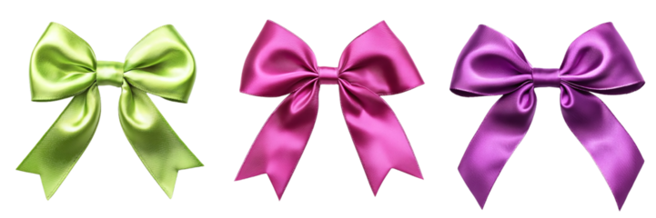 Set of various beautiful bows isolated on transparent background PNG
