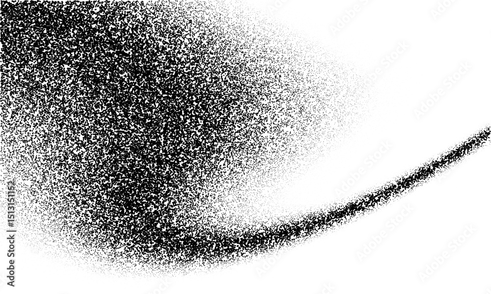 Poster Textured black wave abstract background with gain noise texture background.. Random halftone pattern.