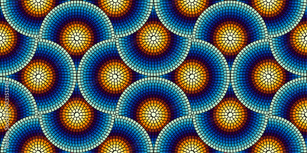 Aufkleber seamless pattern with mosaic tiles, editable template. ancient mosaic ceramic tile pattern. vector i