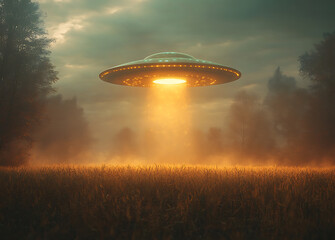Mysterious UFO Over Wheat Field at Dusk An Alien Encounter?