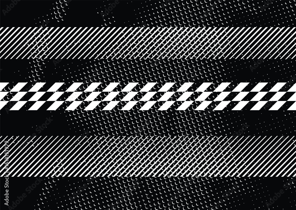 Aufkleber glitch distorted grunge layer . noise destroyed texture. checkered race grunge flag . overlay grunge